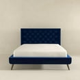 thumbnail image 5 of Alice Mid Century Modern Blue Velvet Upholstered Queen Platform Bed, 5 of 8