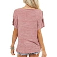 thumbnail image 4 of Blusa de verano para mujer con hombros descubiertos, camisa informal sin mangas, camiseta básica de color liso para el trabajo y las compras, rosa XL, mezcla de poliéster, 4 of 6