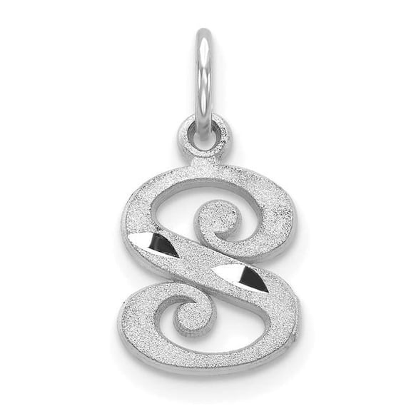 Finest Gold 14K White Gold Diamond-cut Letter S Initial Charm