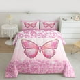 thumbnail image 2 of jejeloiu Cartoon Leopard Pattern Bedding Comforter Set,Cute Butterfly Twin Comforter Sets,Pink Glitter Print Bedding Set For Kids,Ultra Soft Home Decor Reversible,2 Pieces, 2 of 8
