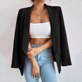 thumbnail image 3 of Joernso Women Suit Coat Spring Autumn Solid Color Business Suit Coat Lapel Long Sleeve Flap Pockets Open Front Suit Jacket, 3 of 7