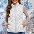 thumbnail image 2 of Hrsba Women Puffer Vest Sleeveless Cropped Outerwear, Women's Coats and Jackets Sleeveless Solid Color Lapel Loose Casual Outerwear, 2 of 4
