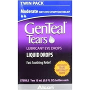GenTeal Tears Lubricant Eye Drops Liquid Fast Soothing Relief Twin Pack 0.5oz, 6-Pack