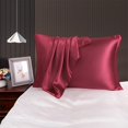 thumbnail image 3 of AUQ Satin Pillowcases for Skin Set of 2,Zipper Closure Burgundy Queen, 3 of 7