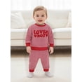 thumbnail image 6 of BemeyourBBs Toddler Baby Boy Valentine Day Outfit Lover Boy Striped Heart Letter Sweatshirt Tops and Pants Set, 6 of 9