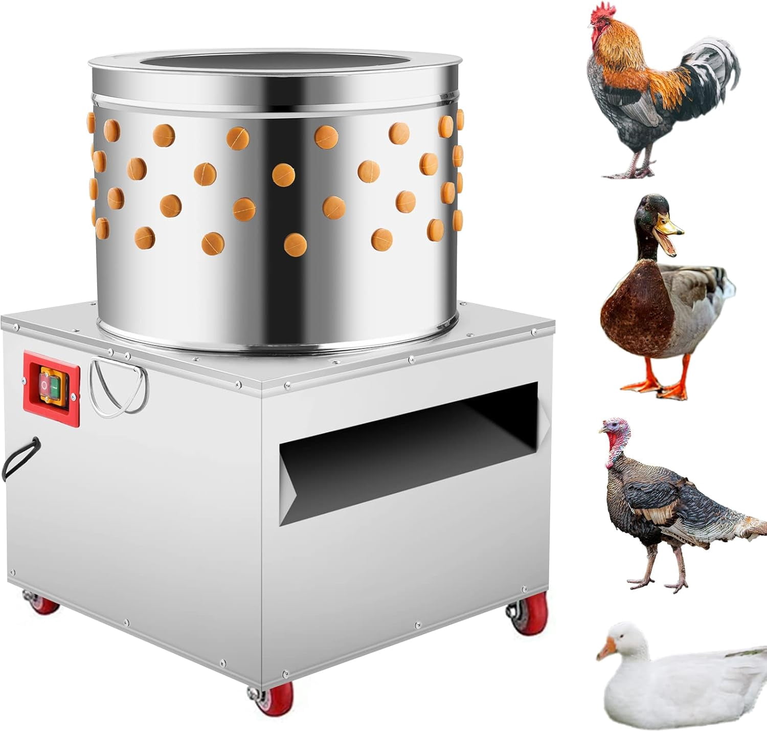 Datingday 20" Chicken Plucker Machine Stainless Steel Poultry Plucker 2HP 1500w 275r/min Automatic Feather Plucking Machine Chicken Turkey Defeathering Machine Equipment