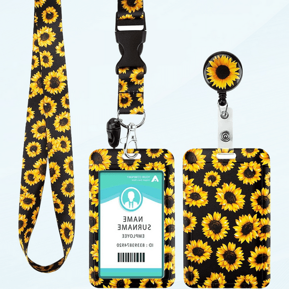 Id Badge Holder with Lanyard,Retractable Badge Card Holder with Retractable Lanyards for Work,Nurse Teacher Lanyard Holder,Keychain for Women, Student,Nurse,Sturdy Buckle for Key,Wallet