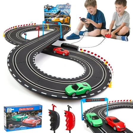 Zacro Slot Car Race Track Set, 20ft Electric Race Car Track with 2 High-Speed Racing Car, 2 Electric Controller for Boys Girls Kids