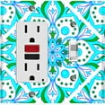 thumbnail image 1 of Metal Light Switch Plate Cover Neon Green Teal Flower Mandala Tile Pattern MDL034, 1 of 13