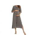 thumbnail image 2 of Maxcozy Maternity Nightgown Women Loose Round Neck Short Sleeved Zipper Pajamas Sleepwear with Pockets, 2 of 7