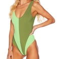 thumbnail image 3 of Traje de baño de 1 pieza para mujer, bloques de color a la moda, traje de baño elástico encantador para mujer, traje de baño verde fluorescente M, 3 of 5