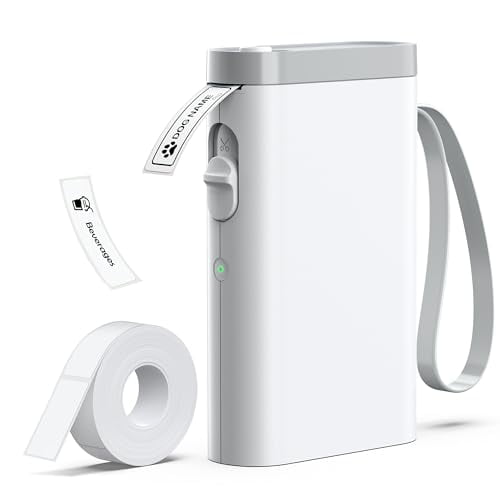Impresora de etiquetas TYPONOS P21 con cinta, impresora de etiquetas térmica Bluetooth, minietiquetadora con cortador integrado y múltiples plantillas, impresora portátil para uso escolar, de oficina