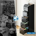 thumbnail image 4 of Fesbos 5 Drawer Steel File Cabinet with Lock, Black Filing Cabinets for Home Office, 18" Deep Vertical Metal Office File Storage Cabinet Organizer for Letter/Legal/A4, 4 of 10