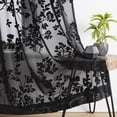 thumbnail image 3 of Exultantex Black Embroidered Leaf Sheer Curtains, Rod Pocket, 54x84 Inch, 3 of 6