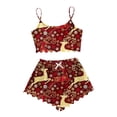 thumbnail image 5 of Cute Cotton Pajamas for Women – Summer Set Women's Christmas Reindeer Print Sleeveless Top & Shorts Sleepwear Set 2 Piece Loungewear Pajamas, 5 of 5