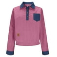 thumbnail image 4 of AUNVITO Women's Casual Sweatshirt Long Sleeve Turn-Down Collar Denim Patchwork with Stitching Detail Fashionable and Sporty Style, 4 of 8