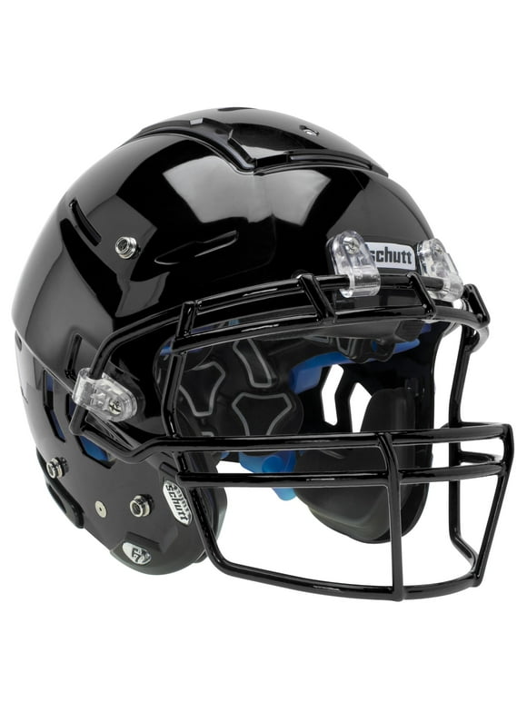 Schutt F7 LX1 Youth Football Helmet w/ attached Carbon Steel Facemask (M, Black, Black ROPO-NB)