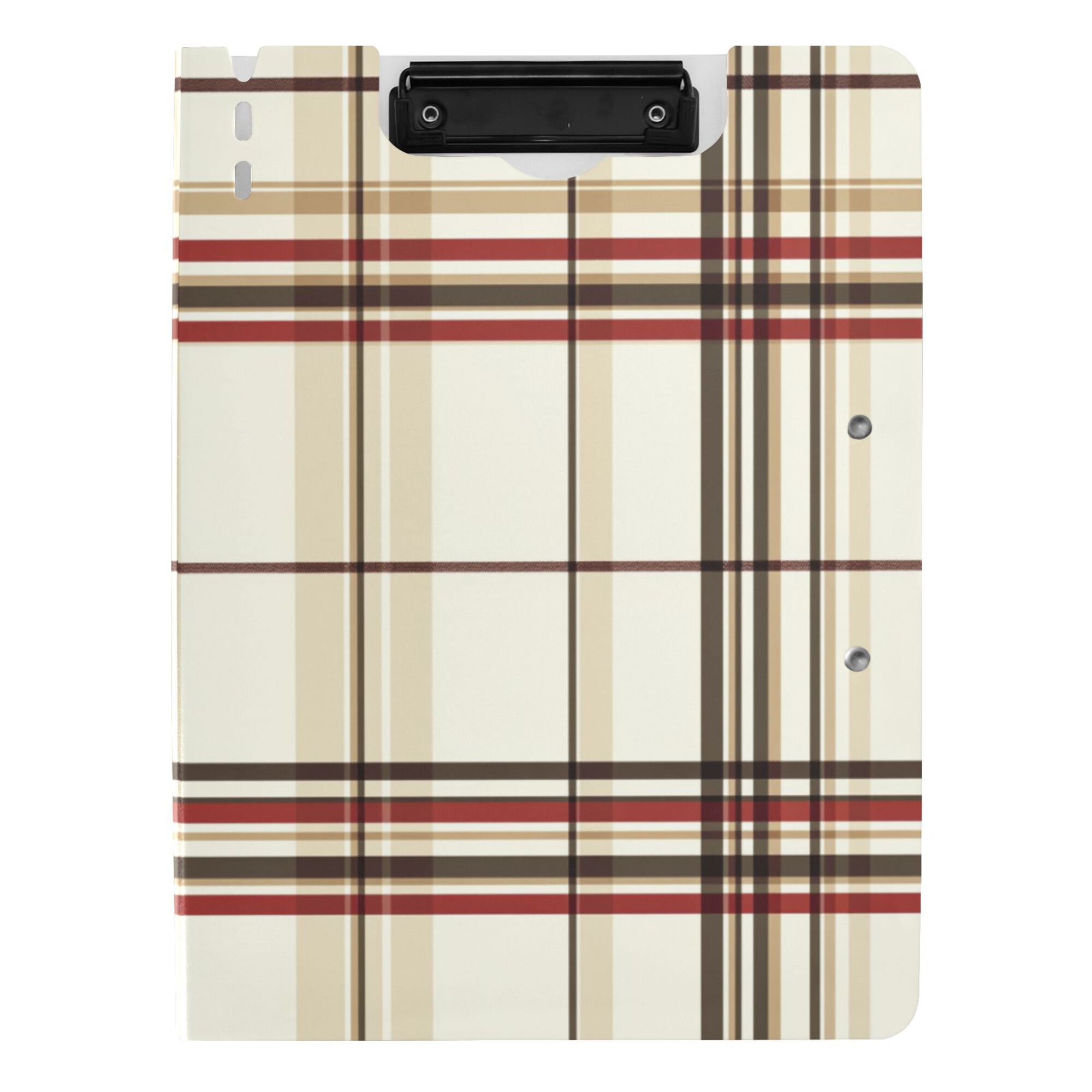 FORMRS A4 Clipboard Folder with Pen Holder Horizontal Foldable School Office Binder, Cream Plaid