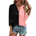 thumbnail image 5 of Trendy Graphic Tees for Women 2024 Plus Size Button Down V Neck 3/4 Sleeve Tunic Tops Cotton Summer Loose Casual Shirts Clearance S-4XL, Hot Pink, XL, 5 of 5