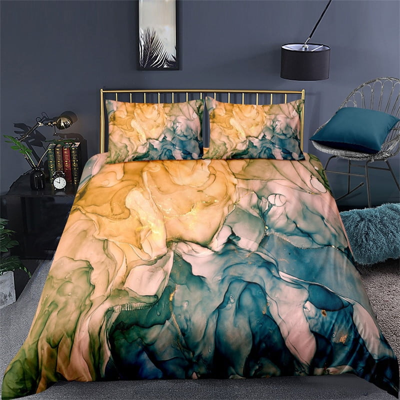 Abstract Marble Bedding Set Bronzing Marble Texture 3D Print Duvet ...