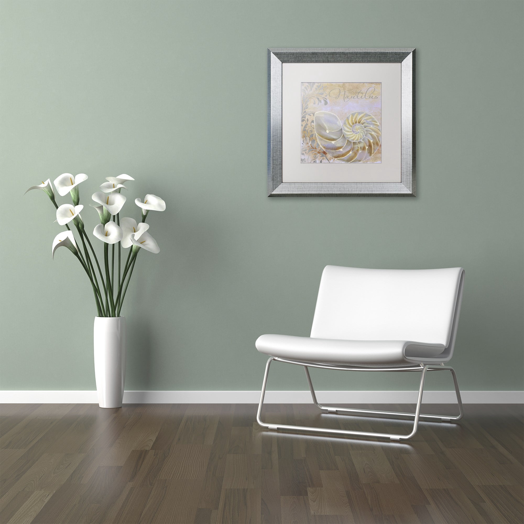 Trademark Fine Art "Painted Sea III" Canvas Art by Color Bakery White Matte, Silver Frame