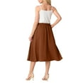 thumbnail image 4 of cocolona Womens Skirts for Women Summer Elastic Waist Flowy A Line Midi Skirts Fashion Casual Loose Beach Vacation Skirts with Pockets Brown L, 4 of 7