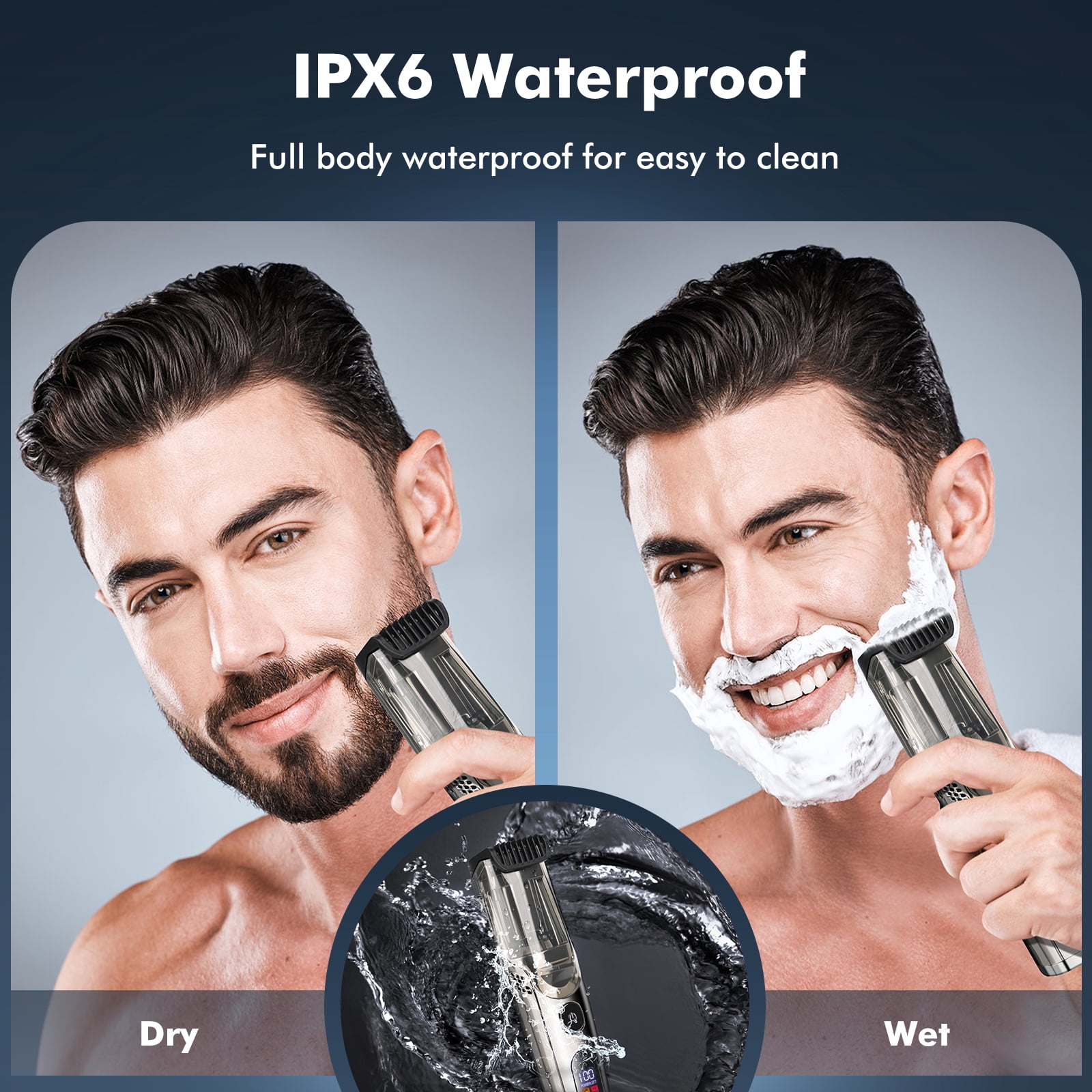 Prozing Vacuum Beard Trimmer for Men, Hair Clippers for Men with Adjustable Comb (1-20mm), Precision Blades Cordless Electric Razor for Mustache & Stubble, IPX6 Waterproof Grooming Shaver