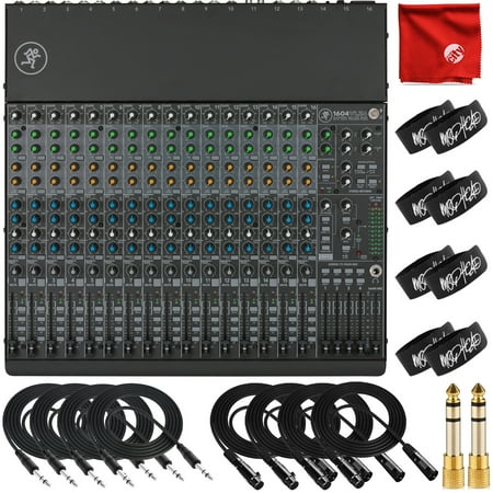 Mackie 1604VLZ4 16-Channel 4-Bus Compact Mixer Bundle with 4x Mophead 10-Foot TRS Cable, 4x 10-Foot XLR Cable, 2x 1/4" to 3.5mm Adapter, 8x Cable Ties and Microfiber Cloth