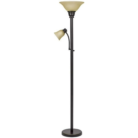 Traditional Metal Torchiere Living Room, Bronze Floor Lamp With Reading Light