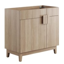 Vanity Cabinet (Sink not included), Brown Oak, Melamine Wood , Hotel Bedroom Bathroom, Modern Contemporary HB36079