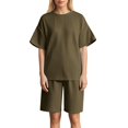 thumbnail image 3 of ibiyuan 2 Piece Sets for Women Summer Lounge Sets Casual Oversized Tshirts Shorts Matching Airport Travel Outfits, 3 of 5