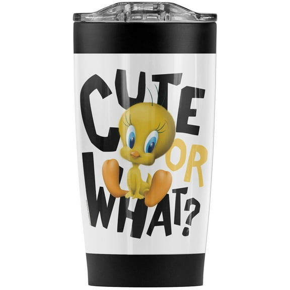 Looney Tunes Tweety Cute Or What Stainless Steel Tumbler 20 oz Coffee Travel Mug/Cup, Vacuum Insulated & Double Wall with Leakproof Sliding Lid | Great for Hot Drinks and Cold Beverages