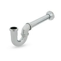 Brass P-Trap 1-1/2" Utility Style Sink Waste Trap w/ Flange and Cleanout 20-Gauge for Sinks, Chrome