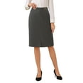 thumbnail image 1 of Falda de lápiz de negocios para mujeres Inspire Chic, de cintura alta, formal, hasta la rodilla, talla XL, gris oscuro, 1 of 5