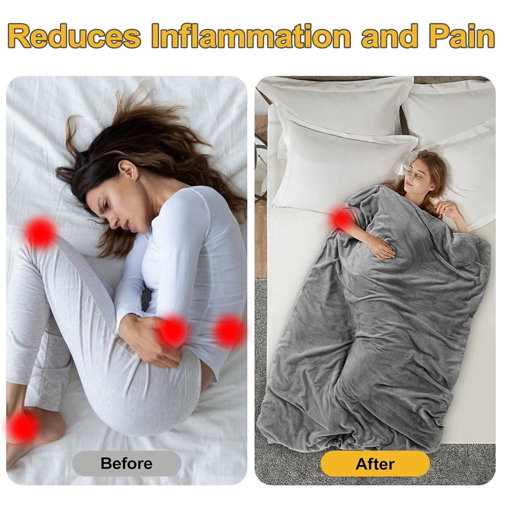 Grounding Blanket for Improving Sleep and Help with Anxiety, Soft Flannel Earthing Blanket Grounding Throw with Silver Fiber Cotton Lining, Earth Grounding Cord Included, Grey, 59 * 81''