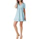 thumbnail image 2 of INSPIRE CHIC Vestido Mini de Manga Corta con Volantes y Cintura Elástica para Mujeres en V Azul Claro, 2 of 6
