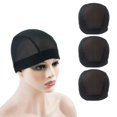 thumbnail image 1 of 3 Pcs Mesh Cap Wig Caps for Making Wig Stretchy Wig Cap with Wide Elastic Band (Black Mesh Cap M), 1 of 5