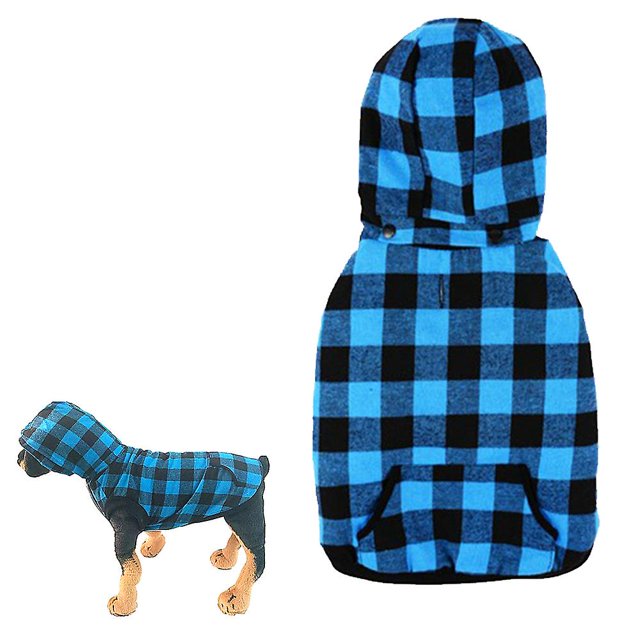 xxl Gorro extraíble, ropa gruesa para perros, otoño e invierno, suéter para mascotas de tartán S