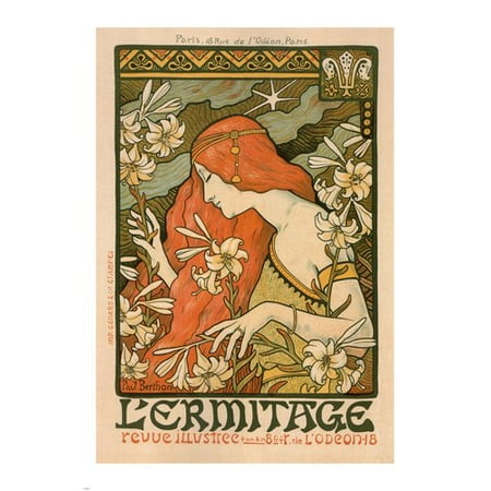 French Ad Poster - The Hermitage Vintage Ad Poster Paul Berthon France 1897 24X36 Art Nouveau