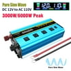 Power TechON 3000W Pure Sine Wave Power Inverter 12V DC to 120V AC with ...