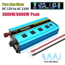Power TechON 3000W Pure Sine Wave Power Inverter 12V DC to 120V AC with ...