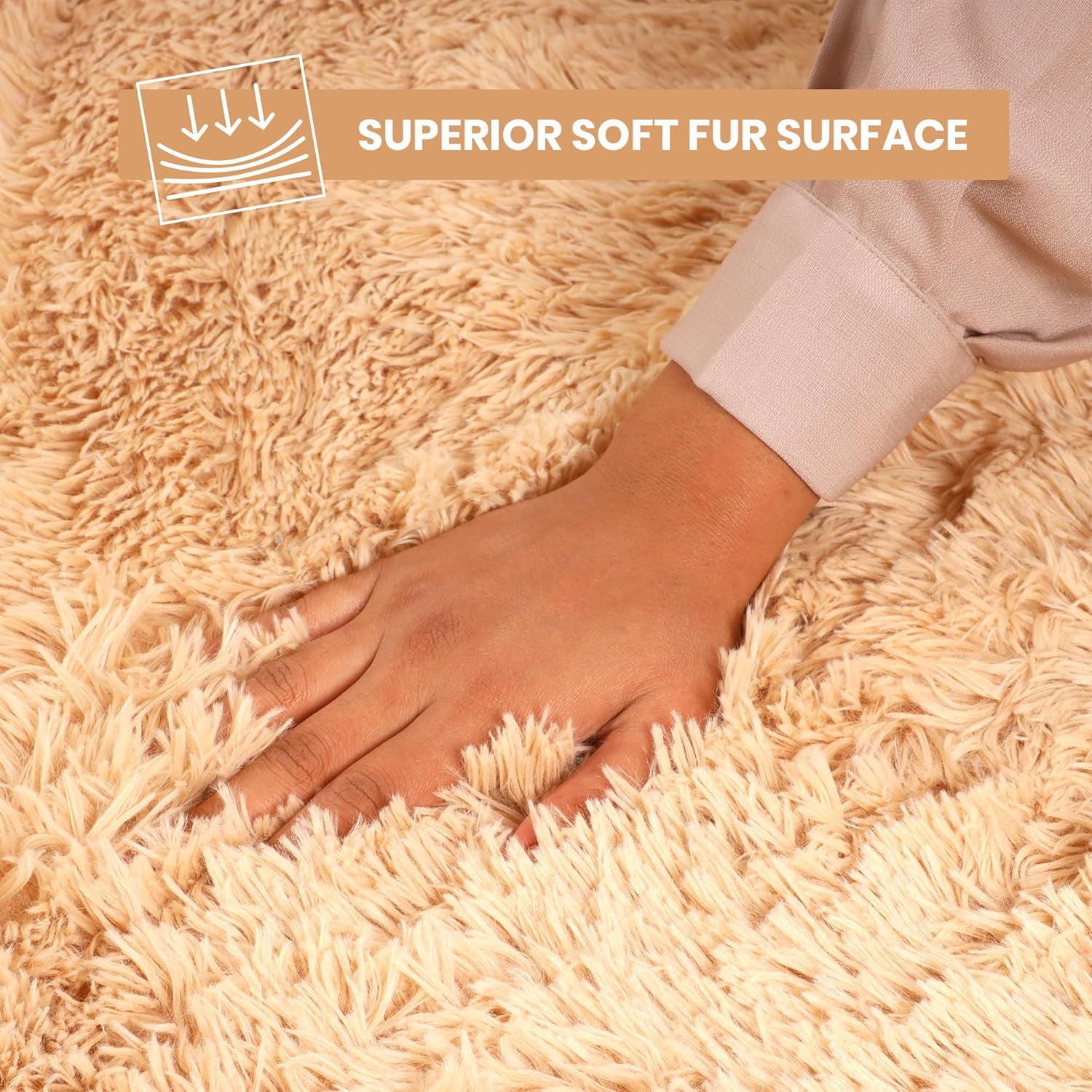 Ameha Shaggy Rug 3x5ft Non-Slip Fluffy Soft Faux Floor Carpets Rectangle for Bedroom Livingroom Decor Beige
