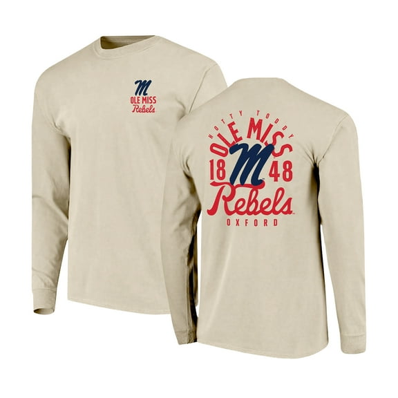 Men's Natural Ole Miss Rebels Comfort Colors Mascot Overlay Long Sleeve T-Shirt