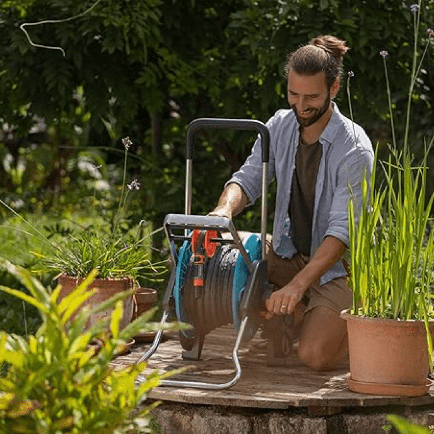 Textile Hose 1/2 inch, 10m: Highly flexible textile garden hose, with PVC inner tube, no kinking, lightweight, weather-resistant (18440-20)
