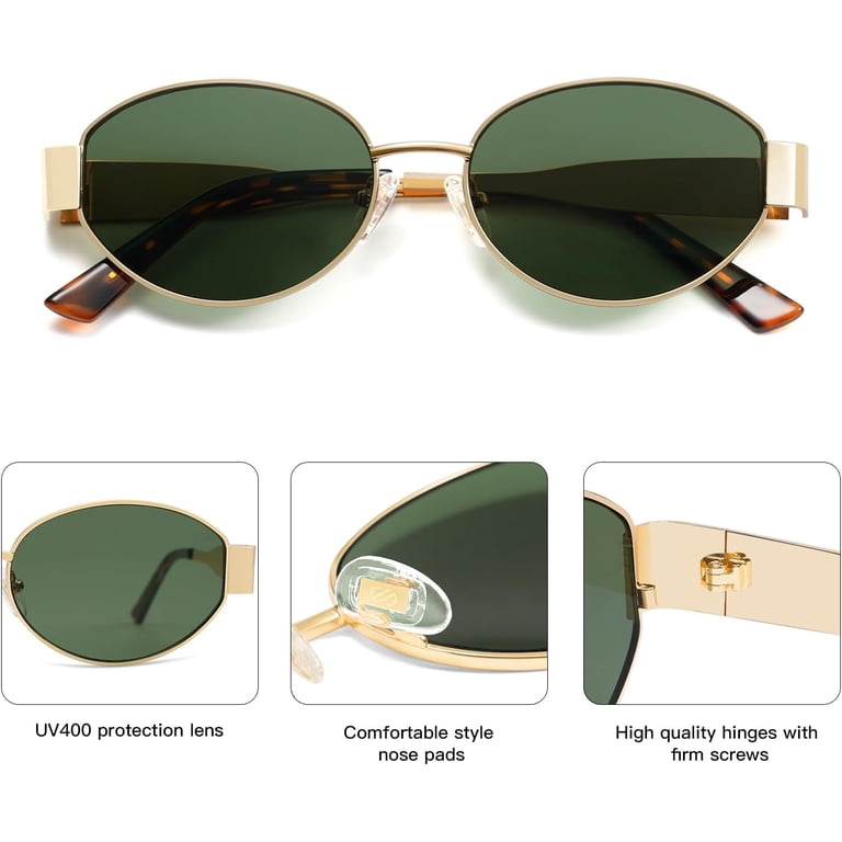 Polarized Oval Sunglasses with UV400 Protection Retro Aviator Frame livho Oval Trendy Polarized Sunglasses Women Men, Retro Sun  main image 3