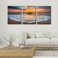 thumbnail image 2 of 3 Pieces Wall Art Decor Beach Canvas Print Picture Sunrise Ocean Waves Scenery Painting Artwork for Office Wall Decor Home Decoration Stretched and Framed Ready to Hang - 12" x 16" x 3, 2 of 6