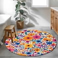 thumbnail image 3 of Round Rugs 3Ft, Colorful Spring Floral Round Area Rug Washable Indoor Throw Carpet, Farmhouse Summer Botanical Small Non Slip Circle Rug for Bedroom Living Room Home Decor Aesthetic, 3 of 8