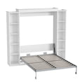 thumbnail image 4 of WIILAYOK Queen Size Murphy Bed Cabinet in White with 5-Tier Storage Shelves, Foldable Platform Bed Wall Cabinet Bedframe for Small Space, Bedroom, Guest Room, 4 of 11