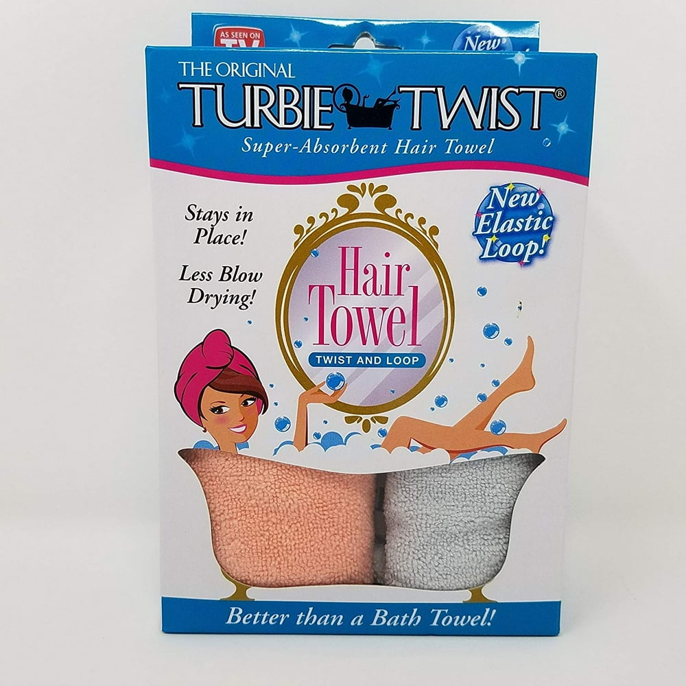 Turbie Twist Microfiber Hair Towel (2 Pack) Peach Gray, Microfiber By
