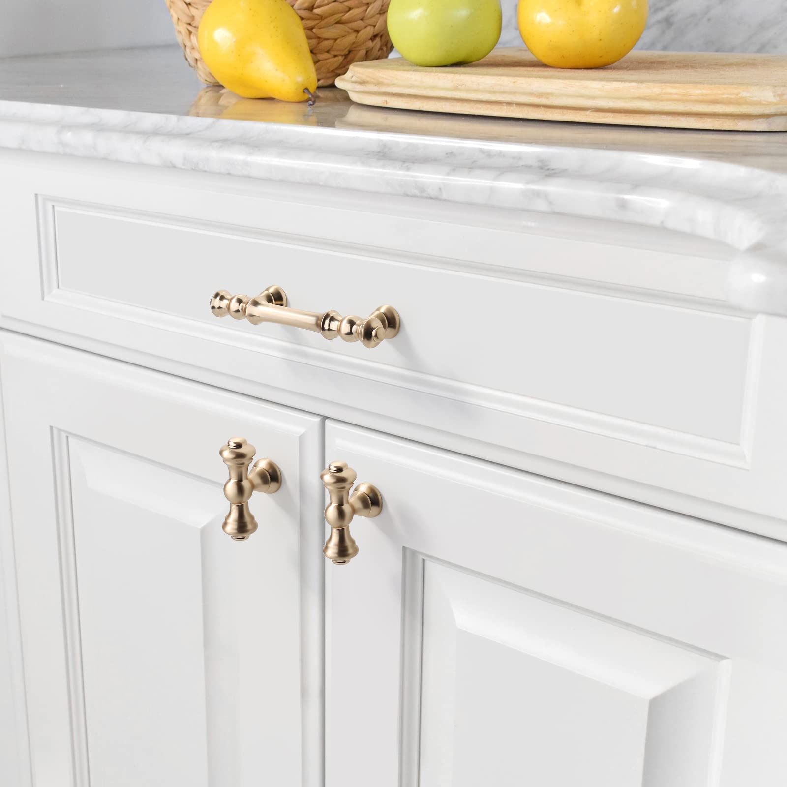 6 Pack Brushed Brass Cabinet Pulls Gold Kitchen Cabinet Handles Hardware For Cupboard Drawer Doors Bathroom Furniture